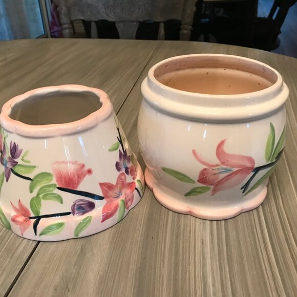 Vintage Ceramic Candle Lamp Floral Design - Picture 2 of 3